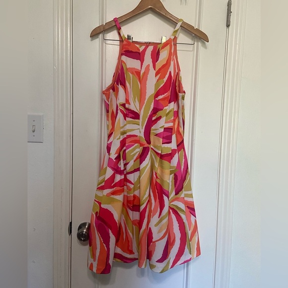 Vince Camuto scuba bright geometric fit and flare mini dress 12 - Picture 3 of 9